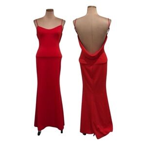 Katie May Damn Gina Formal Maxi Dress Size XS Red Cowl Neck Plunge Back